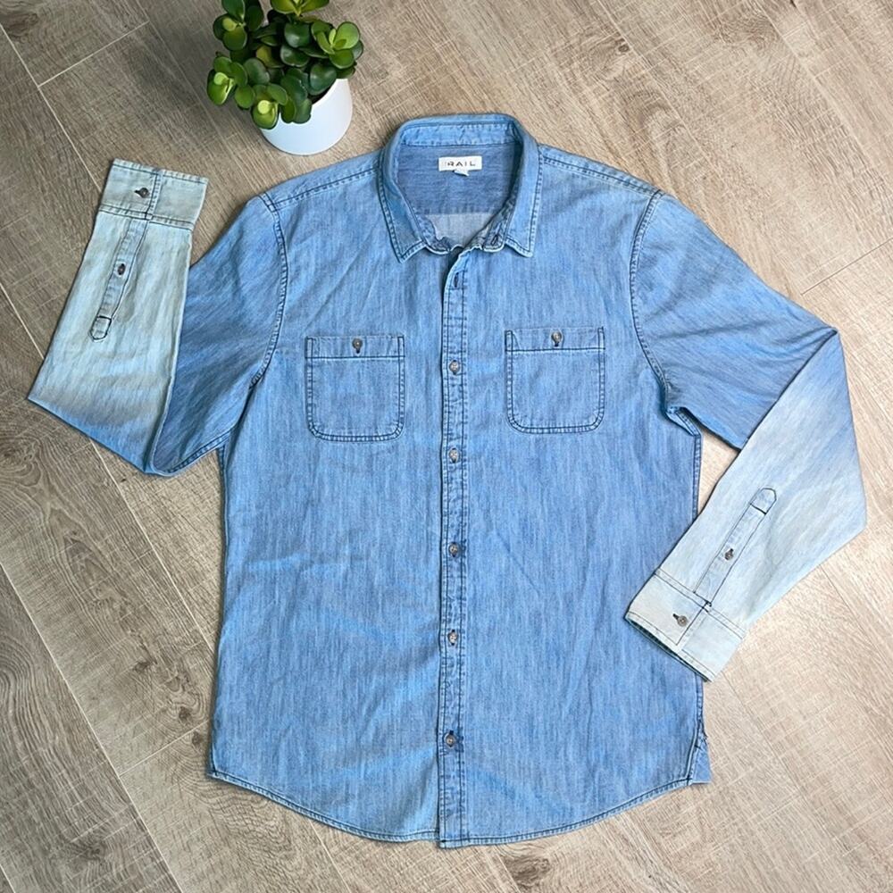 The Rail Light Wash Ombré Long Sleeve Collared Button Down Shirt Women’s Size XL